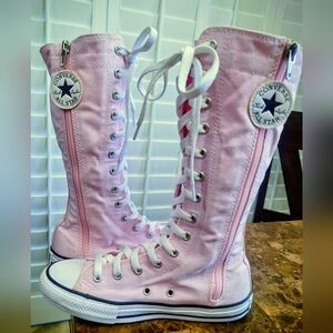 Converse Pink Knee-High Lace-Up Boots. Size 3 Kids.